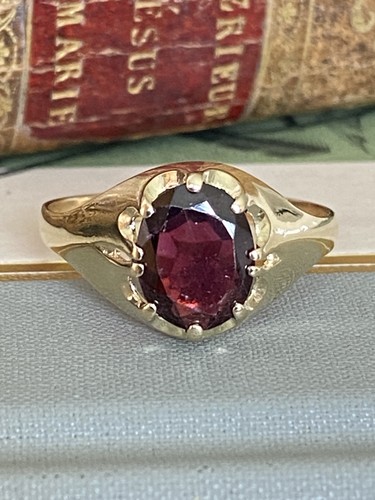 Gents 9ct gold - gents, garnet