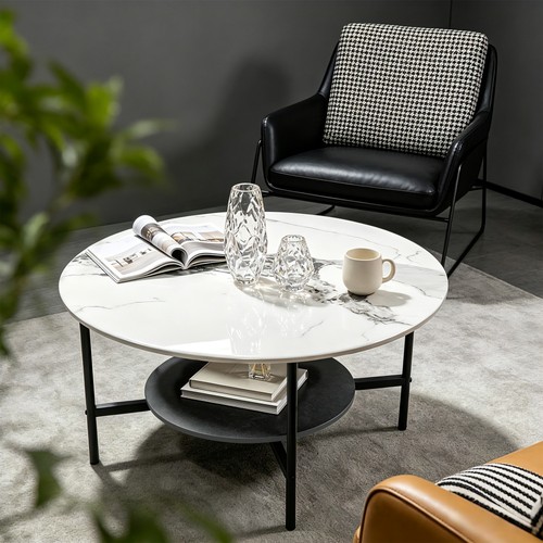 Large round marble coffee - round,