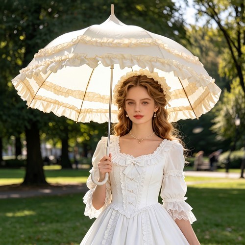 Vintage ruffled lolita parasol - ruffled,