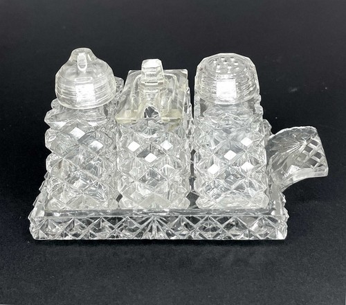 Victorian glass cruet set - cruet,