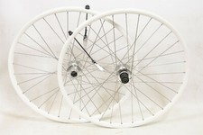 PAIR 26" WHEELS WHITE RIM 8 OR