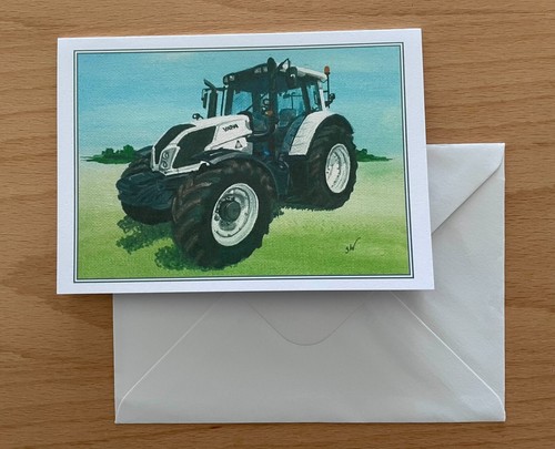 White valtra tractor greeting - white,