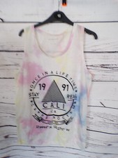 MENS PRIMARK MULTICOLOURED TYE DYE MOTIF VEST TOP SIZE SMALL