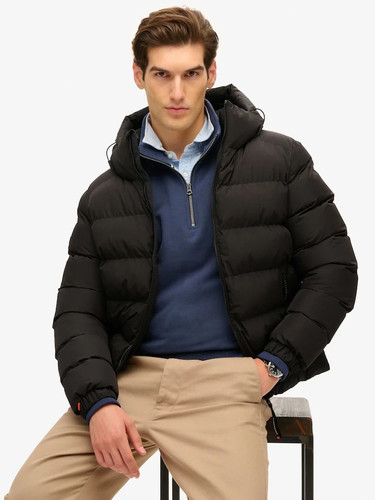Mens superdry black hooded - black,