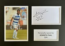 KENNETH PAAL HAND SIGNED WHITE CARD IN A4 QUEENS PARK RANGERS DISPLAY