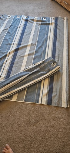 Blue and grey striped eyelet - ,