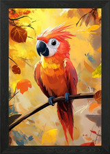 Scarlet Macaw in Autumn Framed