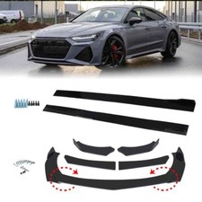 For Audi A3 A4 A5 A6 A7 A8 Avant Front Bumper Lip Spoiler Splitter + Side Skirts