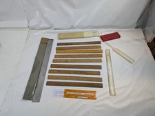 14x Vintage Ruler, Wood Helix School Aristo 0903 Slide, Maun Metal Straight Edge