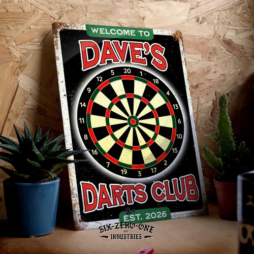 Personalised darts club metal - club,