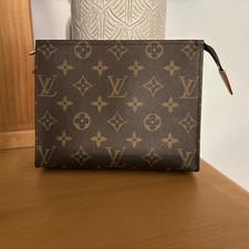 Louis Vuitton Toiletry Pouch 19 Brown with Red Interior Monogram Canvas