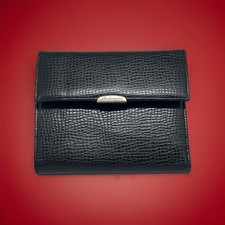 Authentic Automobili Lamborghini Black Leather Trifold Wallet — Made in Italy