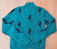 Soft Green And Black Lightning Bolt Jumper. Approx Size M (See Measurements)
