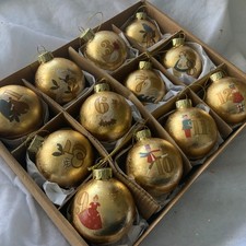 12 Days off Christmas 6cm Baubles Gold Vintage Style Gisela Graham Traditional