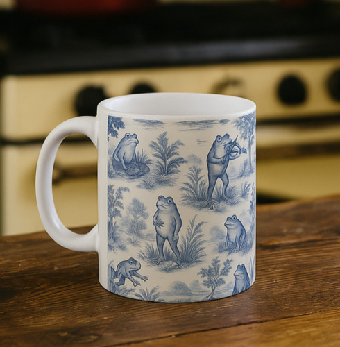 Toile jouy frog mug - toile,