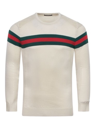 Crew neck champagne with red - neck,