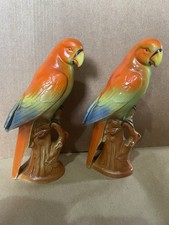 Vintage 2 Porcelain Parrot Figurines Made In Germany *small paint chip on one*