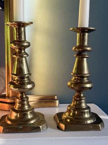 Pair antique solid brass - solid,
