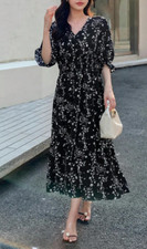 Dazy Ditsy Floral Surplice Neck Dress Small UK4