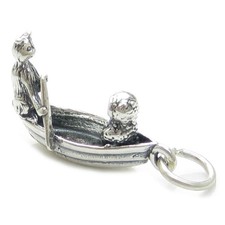 Owl and the Pussy cat in a boat sterling silver charm .925 x 1 Nursery