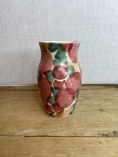 Vintage Small Hand Painted Ben Thomas Floral Porcelain Vase, Red & Green Design