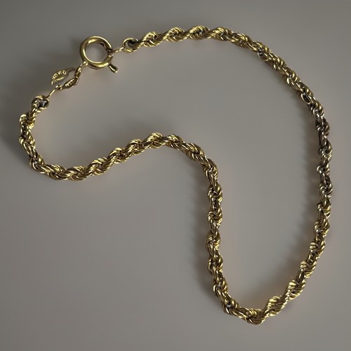 9ct gold rope bracelet - gold, 1.91g