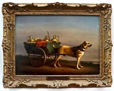 Antique Oil Painting, Francois/Franz Van Severdonck 1809-89 "The Dairy Dog Cart"
