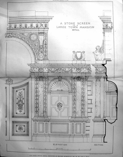 Old 1890 builder stone screen - builder,