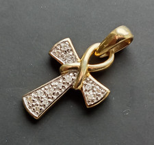 9ct diamond set ankh - 9ct, cross