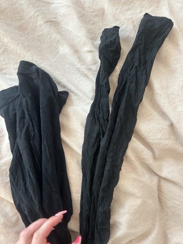 Black shiny tights - black,