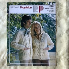 Richard Poppleton knitting pattern 1528. Aran cardigan 34-44" Original