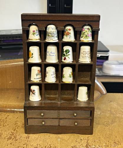 Wooden thimble display - thimble,