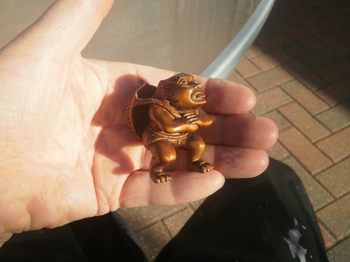 Hand carved wood - netsuke, oni