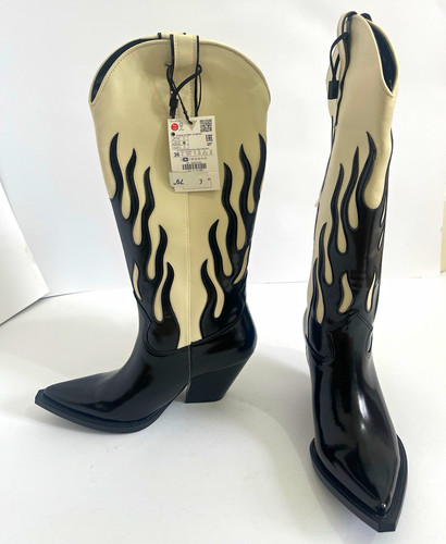 Zara black cream flame - zara, cowboy