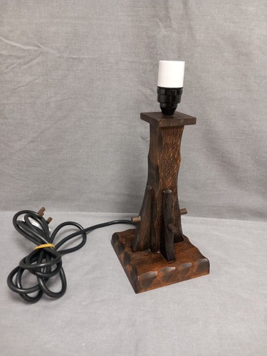 Vintage oak wood table lamp - vintage,