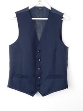 Autograph Pure Wool Men's Dark Navy Waistcoat Pick Stitch Suit Separates NEW F2