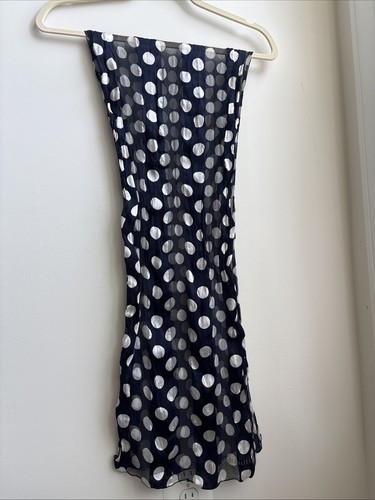 Navy white dots silk scarf - navy,