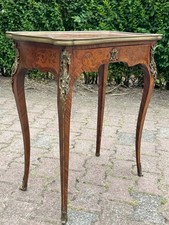 Table - Louis XV Style, Circa 1860 - Antique Inlaid with Bronze Details
