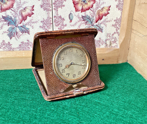 Antique folding travel clock - travel,
