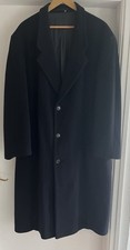 Kurt Gieger Mens Wool & Cashmere Blend Black Overcoat Size XL Pit To Pit 26” VGC