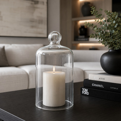 Glass bell candle cover - glass,