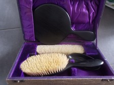 VINTAGE EBONY BRUSH/ MIROR SET IN BOX