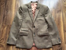 Fellini Mens Wool Blend 3-Piece Olive & Bronze Plaid 38S / W32 L29 BNWOT RP £379