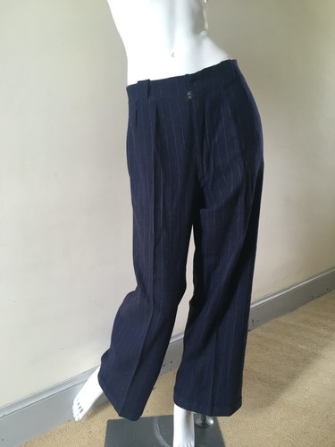 Vintage blue pinstripe wool - blue,