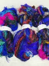 Eyelash Sari Silk Ribbon, Blue