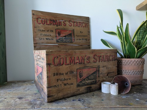 Antique colmans starch printed - starch,