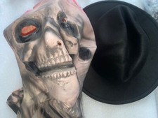 Freddy Krueger Men's Halloween Horror Costume Set with Full Face Mask and Hat