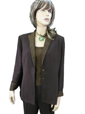 Kasper ASL Vintage 3pc brown Jacket, trousers & top evening suit  UK 12