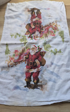 Vintage Holiday Time Santa Pattern Christmas Kitchen Towel Home Decor