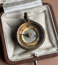 Antique Brass Compass Fob for Watch Chain